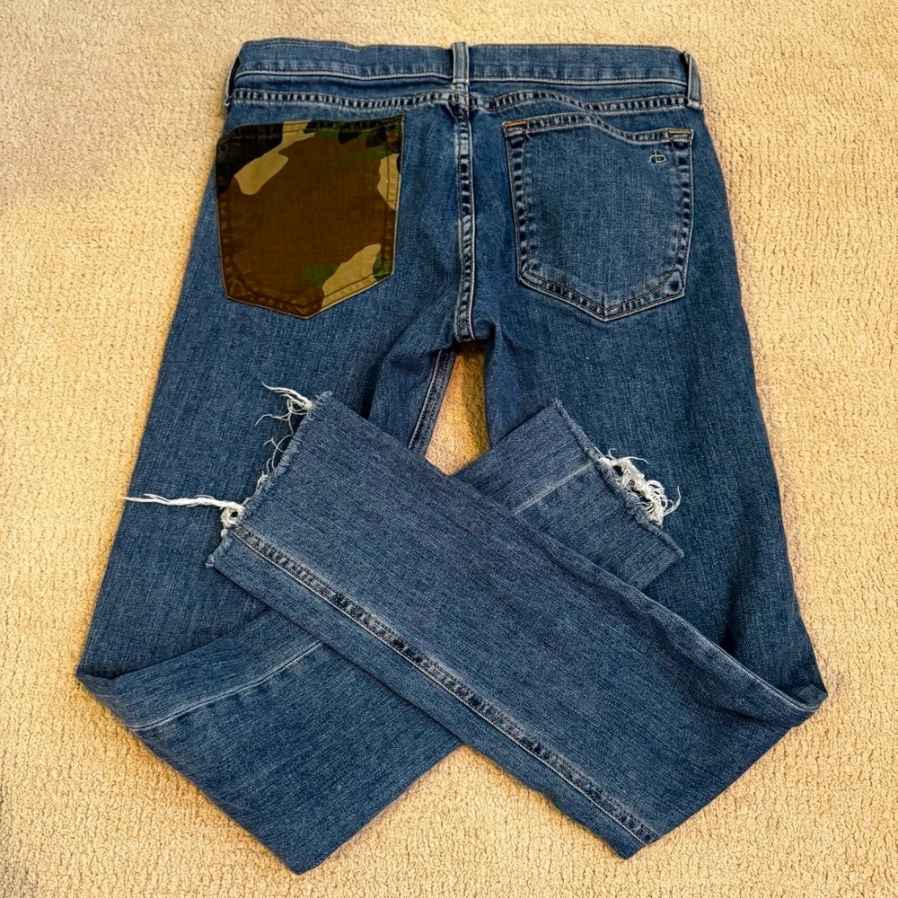 rag & bone Blue Boyfriend Jeans with Camo Pocket